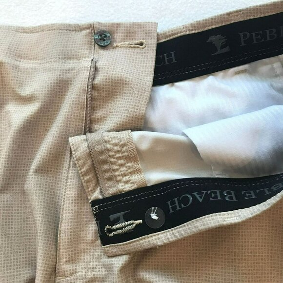 Pebble Beach Men's Flat Front Bermuda Golf Shorts Sz 40 in Tan Check Activewear - Picture 10 of 14